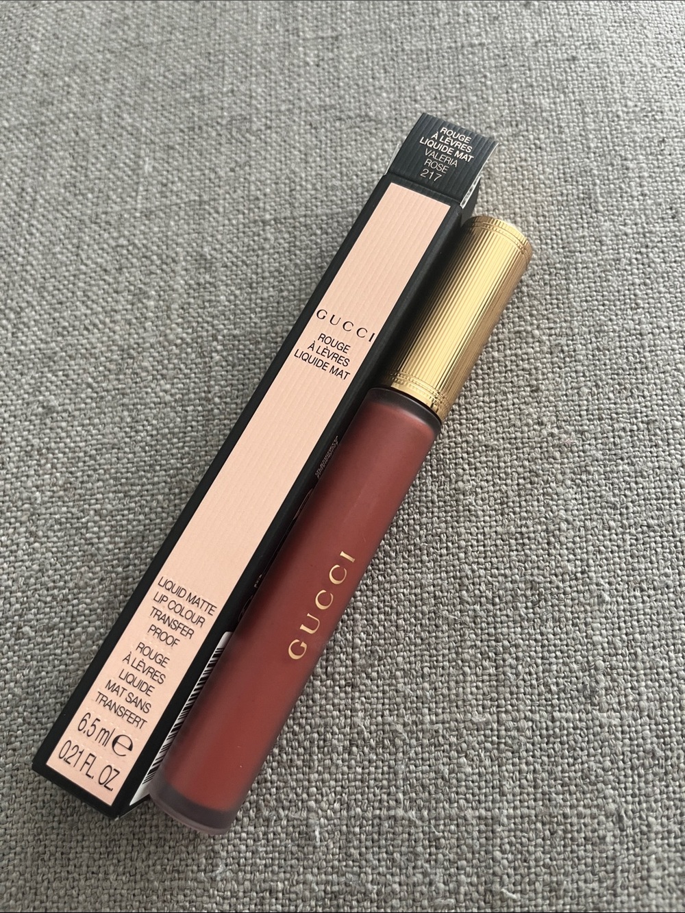 Gucci Liquid Matte Lipstick shade 217 Valeria Rose- Brick Red Brown NEW